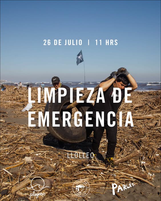Afiche: Limpieza de emergencia playa de Llolleo