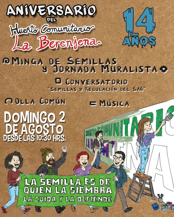 Afiche: 14 aniversario Huerto La Berenjena