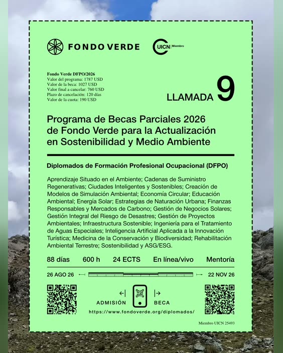 Afiche: Becas parciales 2026 de Fondo Verde